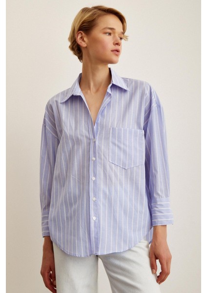 Çizgili Poplin Gömlek modelleri