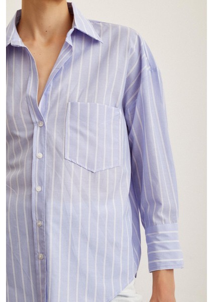 Çizgili Poplin Gömlek fırsatları