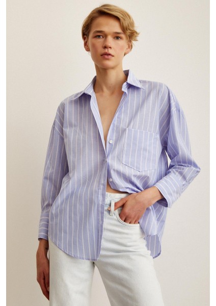 Çizgili Poplin Gömlek indirimleri