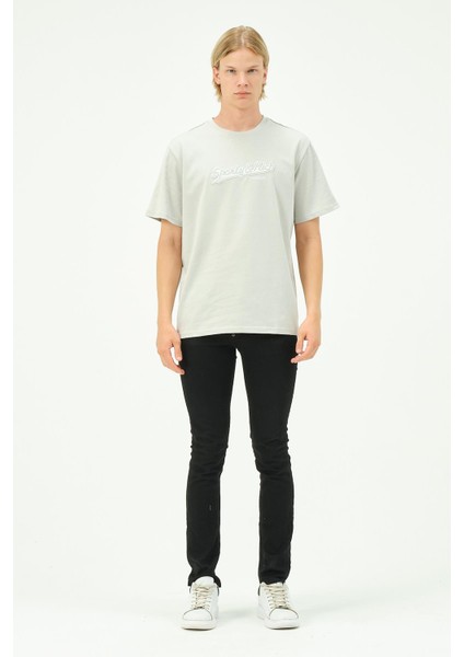 Erkek Nakış Baskılı Spor Oversize Tişört Tshirt