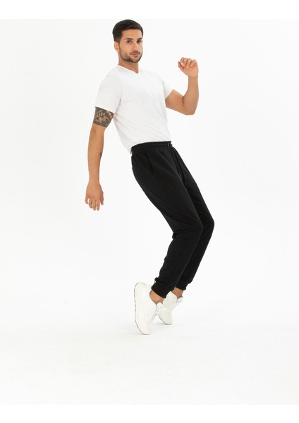 Erkek Basic Regular Fit Paçası Ribanalı Jogger Eşofman Altı