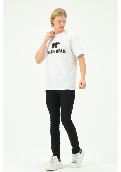 Erkek Nakış Baskılı Spor Oversize Tişört Tshirt