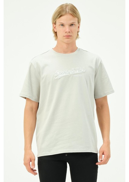 Erkek Nakış Baskılı Spor Oversize Tişört Tshirt