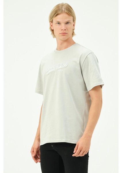 Erkek Nakış Baskılı Spor Oversize Tişört Tshirt