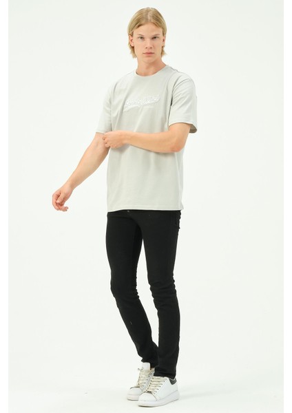 Erkek Nakış Baskılı Spor Oversize Tişört Tshirt