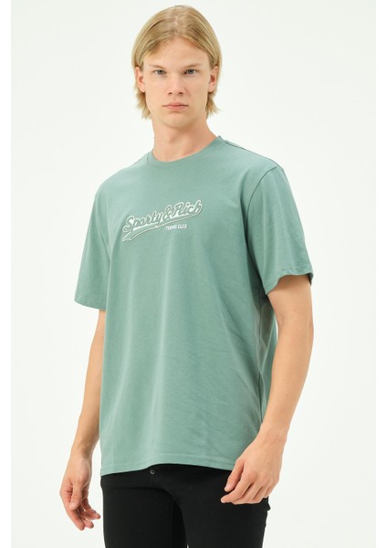 Erkek Nakış Baskılı Spor Oversize Tişört Tshirt