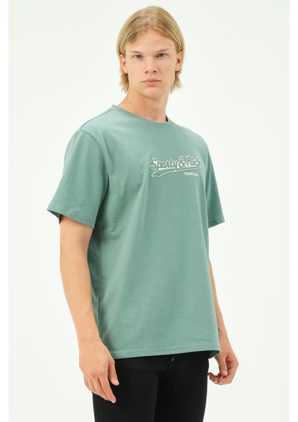 Erkek Nakış Baskılı Spor Oversize Tişört Tshirt