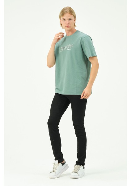 Erkek Nakış Baskılı Spor Oversize Tişört Tshirt