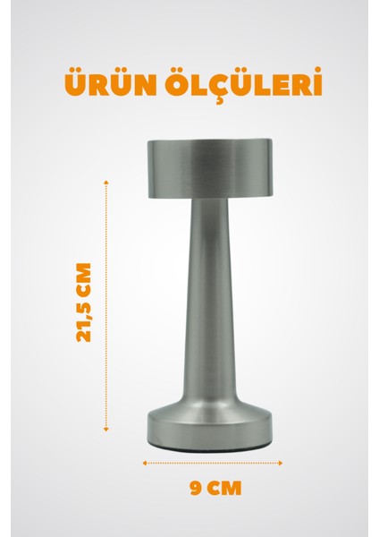 HL-007S Dekoratif Metal Gümüş Kablosuz Lambası Ledli 5V 3renk