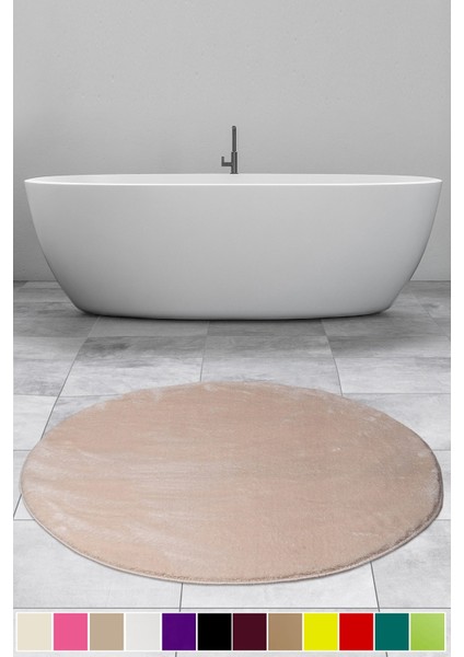 Elite Vizon 120X120 cm Yuvarlak Peluş Banyo Halısı Kaymaz Taban Pufidik Banyo Paspası