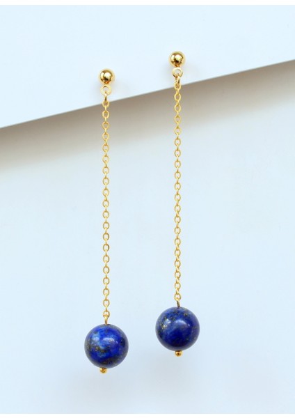 Lapis Lazuli Doğal Taşlı Altın Kaplama Küpe fırsatları