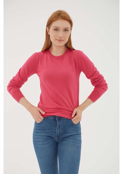 Bisiklet Yaka Slim Fit Ince Triko Kazak Bayan Kazak 23K0779K1 modelleri
