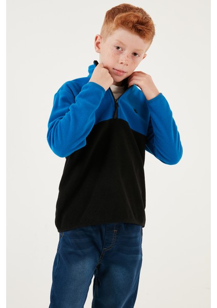 Yumuşak Dokulu Yarım Fermuarlı Renk Bloklu Dik Yaka Polar Unisex Çocuk Polar 5905004 fiyatları