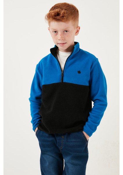 Yumuşak Dokulu Yarım Fermuarlı Renk Bloklu Dik Yaka Polar Unisex Çocuk Polar 5905004 modelleri