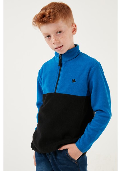 Yumuşak Dokulu Yarım Fermuarlı Renk Bloklu Dik Yaka Polar Unisex Çocuk Polar 5905004 fırsatları