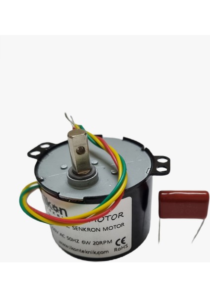 Dişli Redüktörlü Dakikada 20 Tur Dönen 220V 6W Ac Senkron Motor,