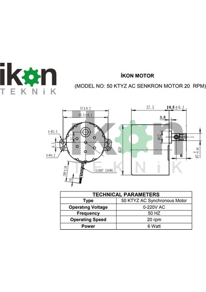 Dişli Redüktörlü Dakikada 20 Tur Dönen 220V 6W Ac Senkron Motor, indirimleri
