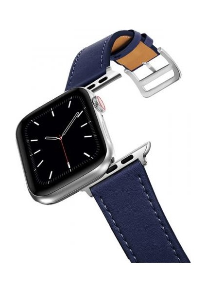 Polham Apple Watch 7-8 Ile Uyumlu 41MM Retro Tasarımlı Deri Kordon, Ultra Sağlam Kilitli Kayış