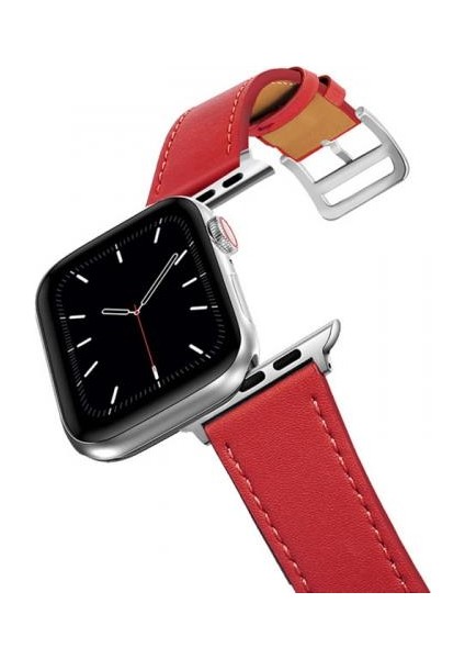 Polham Apple Watch 7-8 Ile Uyumlu 45MM Retro Tasarımlı Deri Kordon, Ultra Sağlam Kilitli Kayış