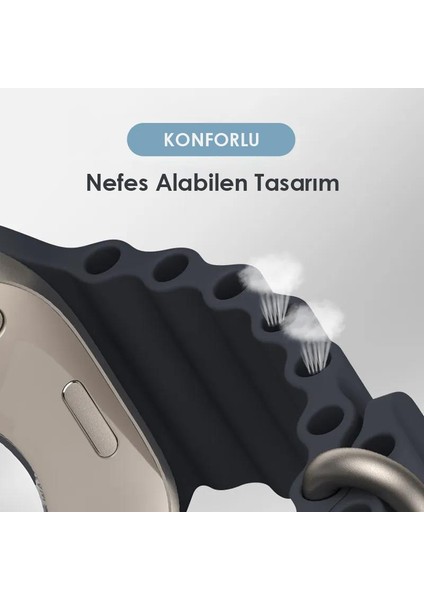 Polham Apple Watch 4-5-6 Ile Uyumlu 40MM Marine Loop Silikon Kordon, Ultra Hafif ve Rahat Kayış