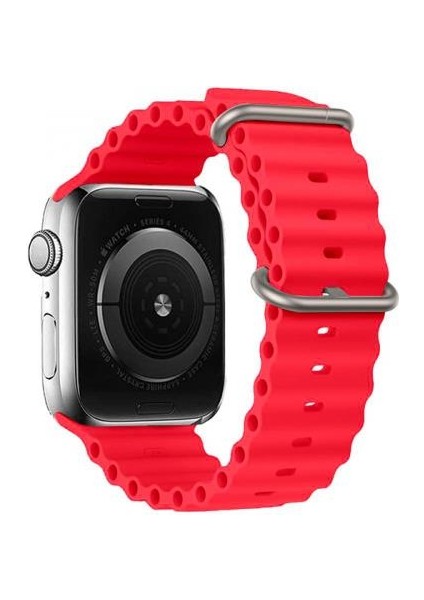 Polham Apple Watch 4-5-6 Ile Uyumlu 44MM Marine Loop Silikon Kordon, Ultra Hafif ve Rahat Kayış