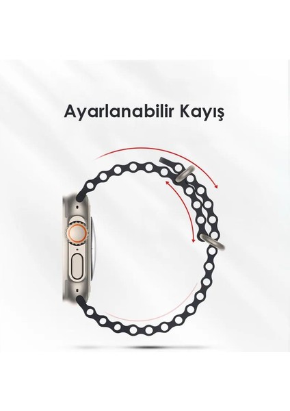 Polham Apple Watch 7-8 Ile Uyumlu 45MM Marine Loop Silikon Kordon, Ultra Hafif ve Rahat Kayış modelleri