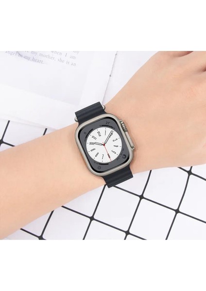 Polham Apple Watch 7-8 Ile Uyumlu 45MM Marine Loop Silikon Kordon, Ultra Hafif ve Rahat Kayış fırsatları