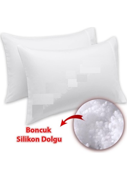 20 Adet Otel Tipi Boncuk Silikonlu Yastık Akfil 63 Tel Dokuma  Pamuk 50X70 cm