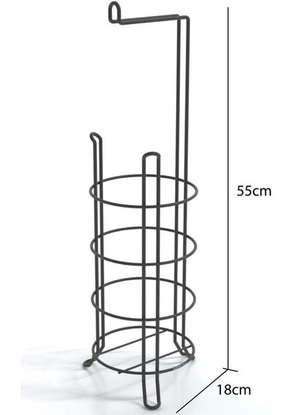 Alper Banyo Dekoratif Yedekli Ayaklı Tuvalet Kağıtlığı Mat Siyah