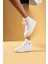 Bağcıklı Kalın Taban Bilekte Keten Kadın Sneaker 57-103-23FHN 1