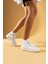 Bağcıklı Kalın Taban Bilekte Keten Kadın Sneaker 57-103-23FHN 3