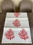 Kırmızı Mercan Desenli Runner Tahta Baskılı Taş Baskı Buldan Pamuklu Keten Bezi Şömen Ranır Mercanlı 4