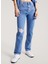 Yüksek Bel Düz Paça Normal Mavi Kadın Denim Pantolon DW0DW166751A5 2