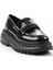 Siyah Rugan Kadın Loafer Ayakkabı K01386086008 3