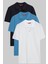 Regular Fit Lacivert/Turkuaz/Beyaz Pike Dokulu %100 Pamuk Polo Yaka T-Shirt 6HC14ORTBN510 1