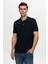 Regular Fit Lacivert/Turkuaz/Beyaz Pike Dokulu %100 Pamuk Polo Yaka T-Shirt 6HC14ORTBN510 2