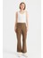 Kadın Beli Lastikli Ispanyol Paça Tayt Pantolon Camel 1