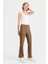 Kadın Beli Lastikli Ispanyol Paça Tayt Pantolon Camel 4