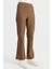 Kadın Beli Lastikli Ispanyol Paça Tayt Pantolon Camel 5