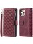 Iphone 12/12 Pro Telefon Kılıfı Rhombus Doku Doku Pu Deri Stand Cüzdan Case-Wine Kırmızı (Yurt Dışından) 1