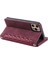 Iphone 12/12 Pro Telefon Kılıfı Rhombus Doku Doku Pu Deri Stand Cüzdan Case-Wine Kırmızı (Yurt Dışından) 4