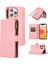 Iphone 12/12 Pro Telefon Kılıfı Zipper Cep Deri Koruyucu Kabuk Cüzdan Stand Telefon Kılıfı 9 Kart Yuvası Golü Altın (Yurt Dışından) 1