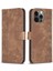 Iphone 12/12 Pro Magnicy Telekle Baskı Izgara Desen Standı Kapak Telefon Cüzdanı Case-Brown (Yurt Dışından) 1