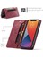 Iphone 12/12 Pro Telefon Kılıfı Rfıd Engelleme Manyetik Kapatma Kabuk Retro Mat Pu Deri Cüzdan Flip Stand Kapak-Kırmızı (Yurt Dışından) 4