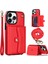 Iphone 12/12 Pro Pu Deri +Tpu Telefon Kılıf Kart Yuvaları Kısa +Uzun Kayışlar Kırmızısı ile Kickstand Cover (Yurt Dışından) 1
