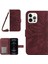 Iphone 12 Pro Max HT04 Için Cilt Touch Ayçiçeği Kılıf Cüzdan Stand Pu Deri Kapak Omuz Askılı-Wine Kırmızı (Yurt Dışından) 1