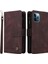 Iphone 12/12 Pro Phone Case Stripes Baskılı Cilt Touch Cüzdan Stand Deri Kapak Çoklu Kart Yuvaları Fermuar Cep -Brown ile Flip Koruyucu Kılıf (Yurt Dışından) 2