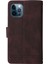 Iphone 12/12 Pro Phone Case Stripes Baskılı Cilt Touch Cüzdan Stand Deri Kapak Çoklu Kart Yuvaları Fermuar Cep -Brown ile Flip Koruyucu Kılıf (Yurt Dışından) 3