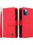 Iphone 12/12 Pro Phone Case Stripes Baskılı Cilt Touch Cüzdan Stand Deri Kapak Çoklu Kart Yuvaları Fermuar Cep -Red ile Flip Koruyucu Kılıf (Yurt Dışından) 2