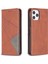 Iphone 12 Pro/12 Için Kart Yuvalı Geometrik Desen Deri Stand Kılıfı - Kahverengi (Yurt Dışından) 4